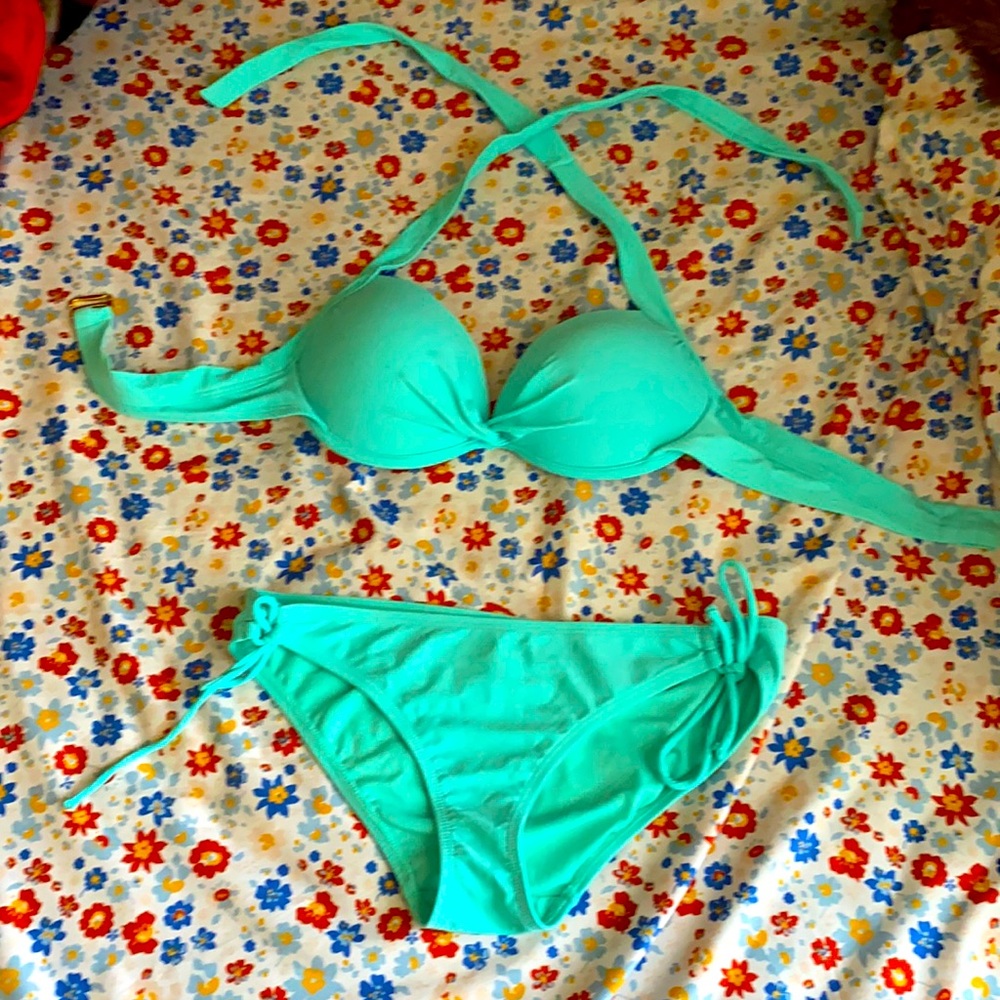 Bikini, Catalina brand, teal/blue, S bottom, M top